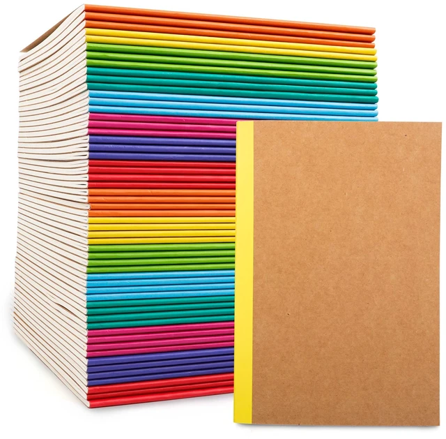 Main image of 56 Pack Composition Notebooks Bulk, Kraft Cover Lined Blank College Ruled Composition Travel Journals with Rainbow Spines For Women Students Business, 60 Pages, 8.3x 5.5, A5, 8 Colors