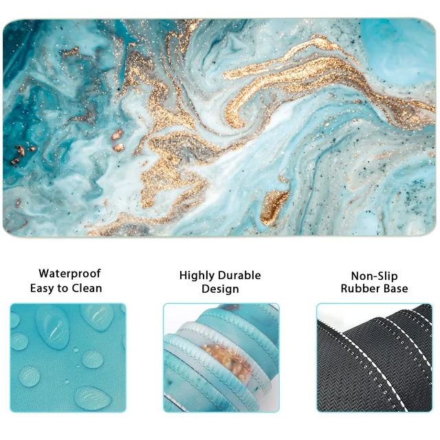 Alt view image 5 of 6 - Keyboard Mouse Pad Set, Extended Mouse Pad+Keyboard Wrist Rest Support, Memory Foam Ergonomic Easy Typing, 3Pcs (35.4×15.7 in) Desk Pad Set for Home Office Study Game-Green Marble