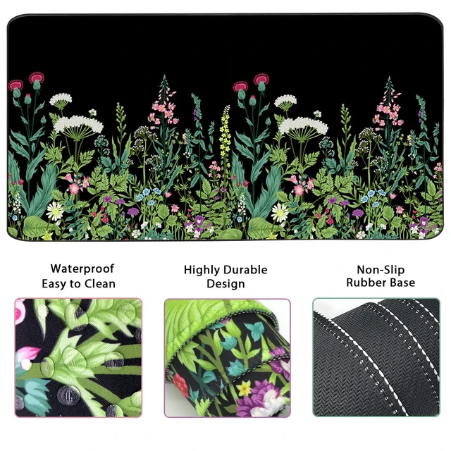 Alt view image 2 of 7 - Keyboard Mouse Pad Set, Extended Mouse Pad+Keyboard Wrist Rest Support, Memory Foam Ergonomic Easy Typing, 3Pcs (35.4×15.7 in) Desk Pad Set for Home Office Study Game - Weeds