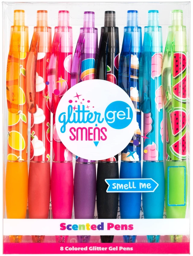 Main image of Glitter Gel Smens - Patented Gourmet Scented Colored Glitter Gel Ink Pens, Medium Point, 8 Count - Fun, Cute, Cool, Smelly Pens for Kids