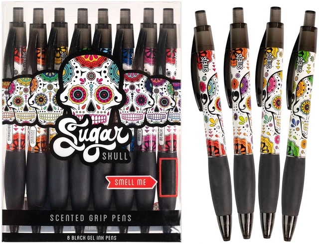 Alt view image 6 of 7 - Sugar Skull Smens - Patented Gourmet Scented Pens, Black Ink, Medium Point - 8 Count