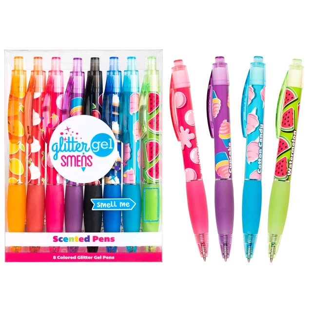 Alt view image 7 of 7 - Glitter Gel Smens - Patented Gourmet Scented Colored Glitter Gel Ink Pens, Medium Point, 8 Count - Fun, Cute, Cool, Smelly Pens for Kids