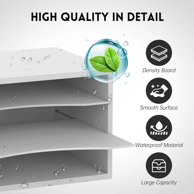 Alt view image 5 of 6 - 3 Tier Wood Desk Organizer, Mail Sorter and Paper Organizer for Desk, White Wooden Desktop Organizer for Sorting Papers, Letters and Mails, Literature Organizer for Home Office, Classroom Organization