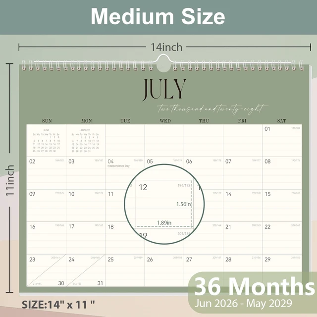 Alt view image 4 of 7 - Desk Calendar 2026-2029, 36 Month Jun 2026-May 2029, 14" X 11" Monthly Desk/Wall Calendar With Thick Paper Spiral Bound For Office Home School Organizing & Planning