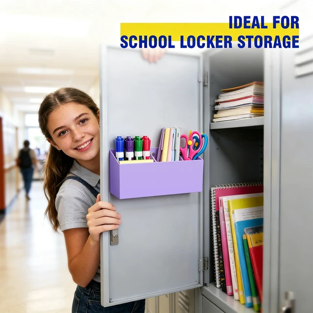 Alt view image 6 of 7 - Magnetic Marker Holder for Whiteboard, Fridge, Teacher Must Have Acrylic Magnet Dry Erase Pen Holder for Refrigeator, Anti-slip Pencil Holder for Classroom, Locker Organizer-Purple