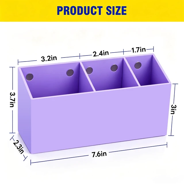 Alt view image 7 of 7 - Magnetic Marker Holder for Whiteboard, Fridge, Teacher Must Have Acrylic Magnet Dry Erase Pen Holder for Refrigeator, Anti-slip Pencil Holder for Classroom, Locker Organizer-Purple