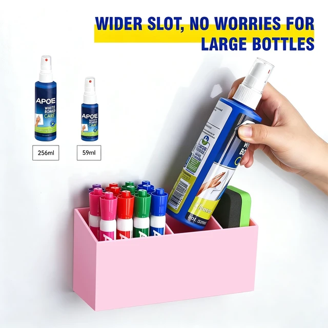 Alt view image 2 of 7 - Magnetic Marker Holder for Whiteboard, Fridge, Teacher Must Have Acrylic Magnet Dry Erase Pen Holder for Refrigeator, Anti-slip Pencil Holder for Classroom, Locker Organizer-Pink