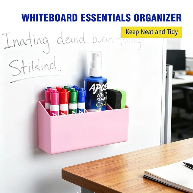 Alt view image 4 of 7 - Magnetic Marker Holder for Whiteboard, Fridge, Teacher Must Have Acrylic Magnet Dry Erase Pen Holder for Refrigeator, Anti-slip Pencil Holder for Classroom, Locker Organizer-Pink