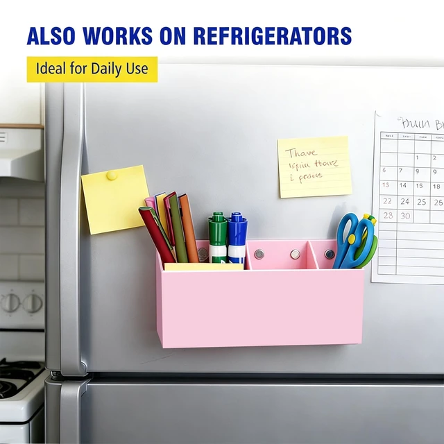 Alt view image 5 of 7 - Magnetic Marker Holder for Whiteboard, Fridge, Teacher Must Have Acrylic Magnet Dry Erase Pen Holder for Refrigeator, Anti-slip Pencil Holder for Classroom, Locker Organizer-Pink