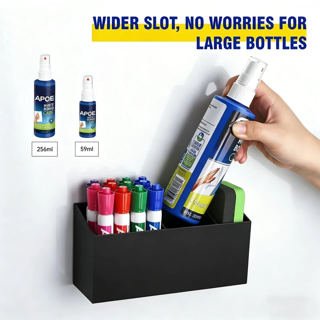 Alt view image 2 of 7 - Magnetic Marker Holder for Whiteboard, Fridge, Teacher Must Have Acrylic Magnet Dry Erase Pen Holder for Refrigeator, Anti-slip Pencil Holder for Classroom, Locker Organizer-Black