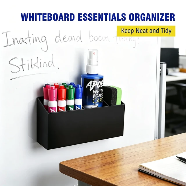 Alt view image 4 of 7 - Magnetic Marker Holder for Whiteboard, Fridge, Teacher Must Have Acrylic Magnet Dry Erase Pen Holder for Refrigeator, Anti-slip Pencil Holder for Classroom, Locker Organizer-Black