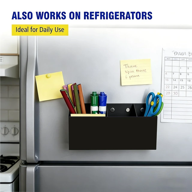 Alt view image 5 of 7 - Magnetic Marker Holder for Whiteboard, Fridge, Teacher Must Have Acrylic Magnet Dry Erase Pen Holder for Refrigeator, Anti-slip Pencil Holder for Classroom, Locker Organizer-Black