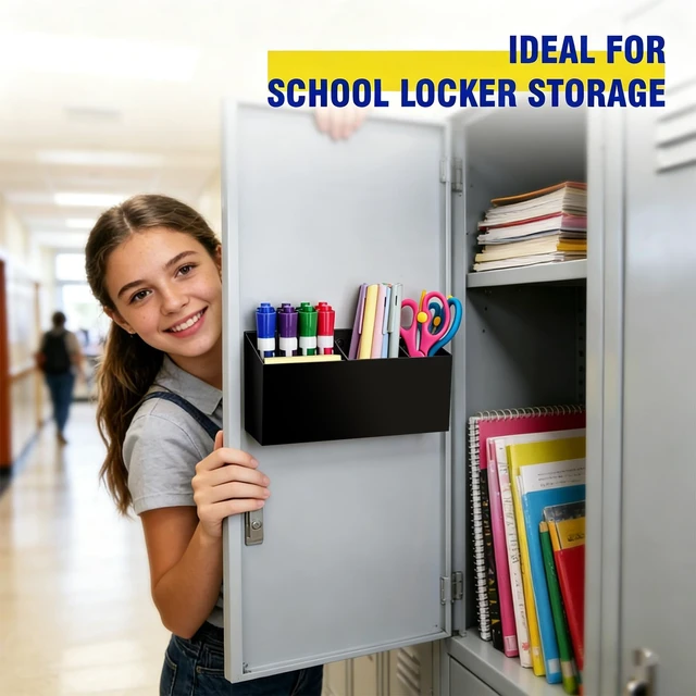 Alt view image 6 of 7 - Magnetic Marker Holder for Whiteboard, Fridge, Teacher Must Have Acrylic Magnet Dry Erase Pen Holder for Refrigeator, Anti-slip Pencil Holder for Classroom, Locker Organizer-Black