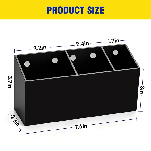 Alt view image 7 of 7 - Magnetic Marker Holder for Whiteboard, Fridge, Teacher Must Have Acrylic Magnet Dry Erase Pen Holder for Refrigeator, Anti-slip Pencil Holder for Classroom, Locker Organizer-Black