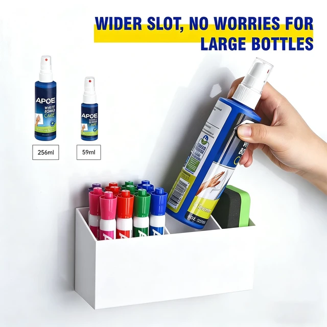Alt view image 2 of 7 - Magnetic Marker Holder for Whiteboard, Fridge, Teacher Must Have Acrylic Magnet Dry Erase Pen Holder for Refrigeator, Anti-slip Pencil Holder for Classroom, Locker Organizer-White