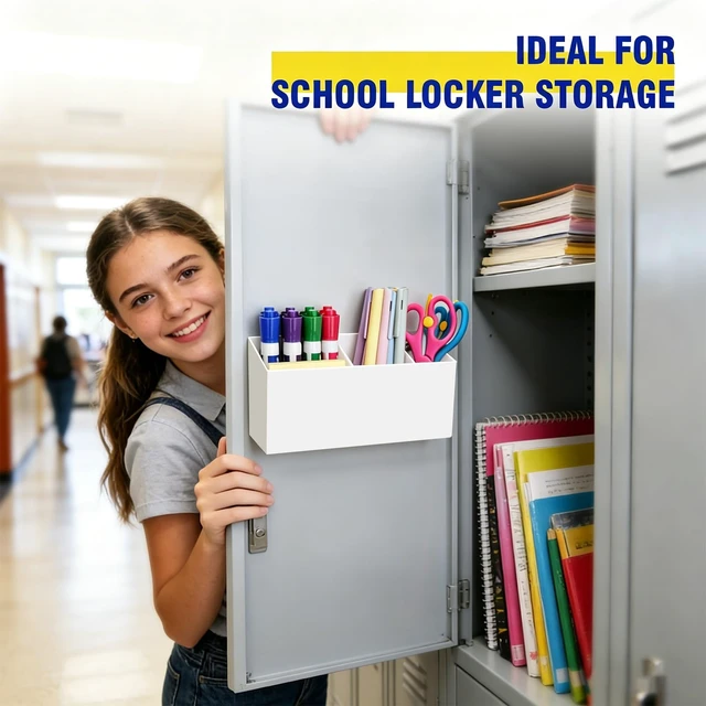 Alt view image 6 of 7 - Magnetic Marker Holder for Whiteboard, Fridge, Teacher Must Have Acrylic Magnet Dry Erase Pen Holder for Refrigeator, Anti-slip Pencil Holder for Classroom, Locker Organizer-White