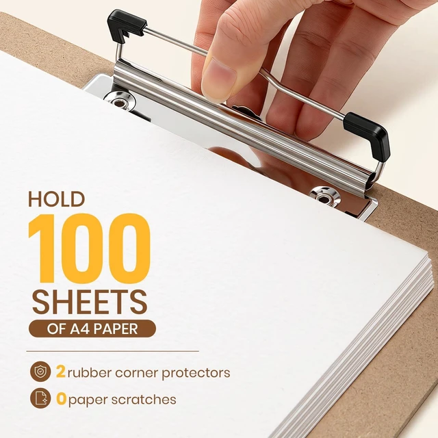 Alt view image 3 of 7 - Clipboard 20 Pack, 8.5x11 Clip Board Bulk, Wooden Clipboard A4 Hardboard Brown Clipboards, Standard Letter Size Clip Board for Classroom, Student, Office & School Supplies