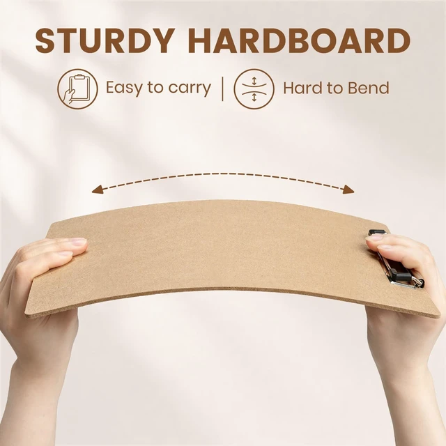 Alt view image 4 of 7 - Clipboard 20 Pack, 8.5x11 Clip Board Bulk, Wooden Clipboard A4 Hardboard Brown Clipboards, Standard Letter Size Clip Board for Classroom, Student, Office & School Supplies