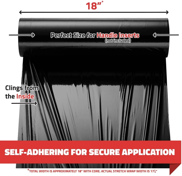 Alt view image 3 of 7 - 4 Pack Stretch Wrap 18 Inch 80 Gauge Shrink Wrap Black Plastic Wrap for Moving Boxes, Furniture, Heavy Duty Industrial Strength Pallet and Moving Supplies Packing Stretch Film
