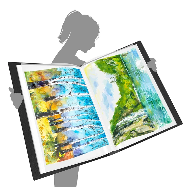 Alt view image 5 of 6 - Presentation Book 40 Clear Pockets Sleeves Protectors Art Portfolio Clear Book for Artwork, Report Sheet, Letter (Can Accommodate 24.2 X 18.4inch)