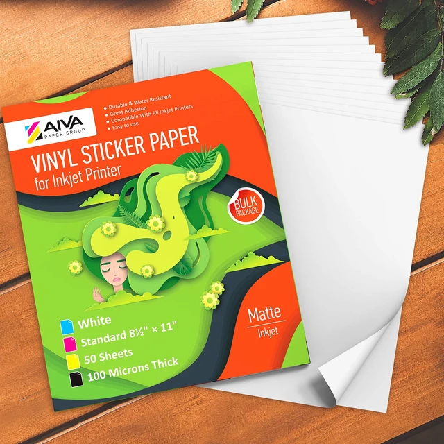 Alt view image 2 of 4 - Printable Vinyl Sticker Paper - Waterproof Decal Paper for Inkjet Printer - 50 Self-Adhesive Sheets - Matte White - Standard Letter Size 8.5"x11"