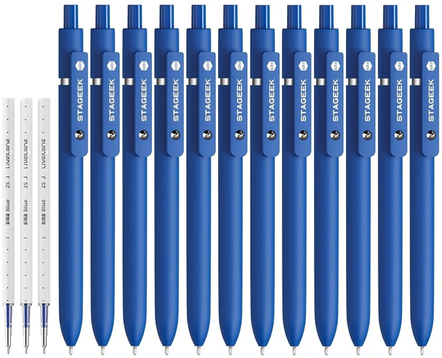 Main image of 12 Pcs GX3 Blue Gel Pens, Smooth Writing, with 3 Refills Blue Ink Pens, 0.7mm Fine Point, School, Office, Journaling & Note Taking, for Nurses, Adults, Men & Women