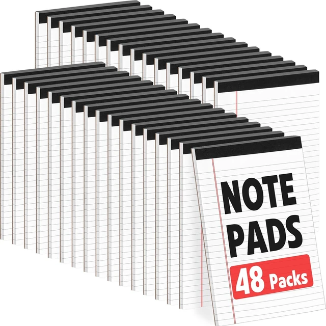 Main image of 48 Pack Note Pads Bulk, Small Legal Pads 5" x 8" Narrow Ruled Lined Writing Pad, 30 Sheets (60 Pages) Notepad for Office Home School, Perforated, Office Supplies