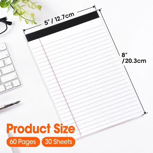 Alt view image 2 of 6 - 48 Pack Note Pads Bulk, Small Legal Pads 5" x 8" Narrow Ruled Lined Writing Pad, 30 Sheets (60 Pages) Notepad for Office Home School, Perforated, Office Supplies