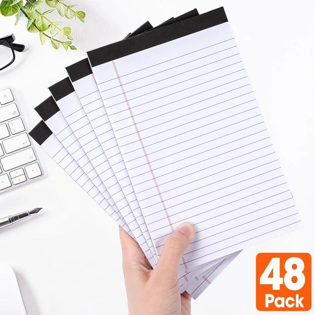 Alt view image 5 of 6 - 48 Pack Note Pads Bulk, Small Legal Pads 5" x 8" Narrow Ruled Lined Writing Pad, 30 Sheets (60 Pages) Notepad for Office Home School, Perforated, Office Supplies
