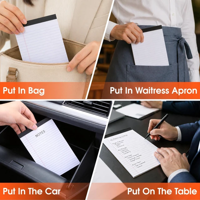 Alt view image 6 of 6 - 48 Pack Note Pads Bulk, Small Legal Pads 5" x 8" Narrow Ruled Lined Writing Pad, 30 Sheets (60 Pages) Notepad for Office Home School, Perforated, Office Supplies
