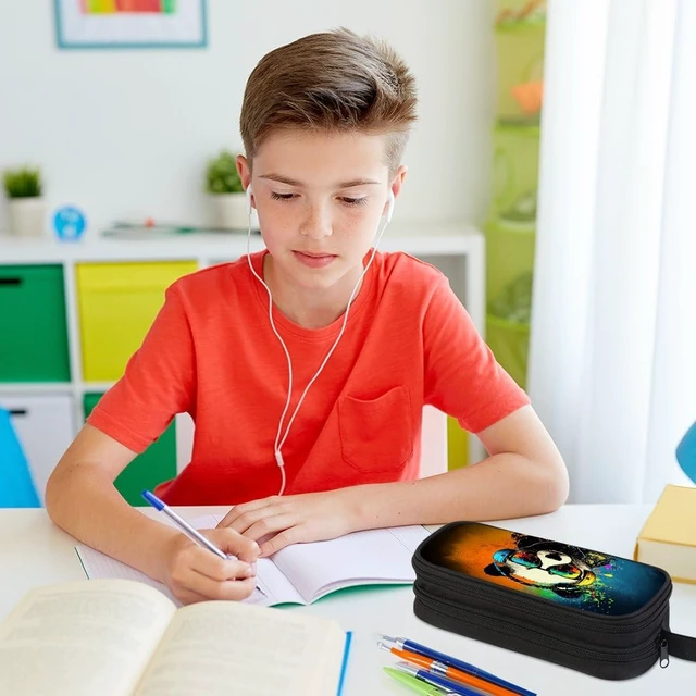 Alt view image 4 of 6 - Pencil Case for Boys,Multi-Slot Large Capacity Pencil Pouch with Soft Zipper, Durable Pen Box Panda