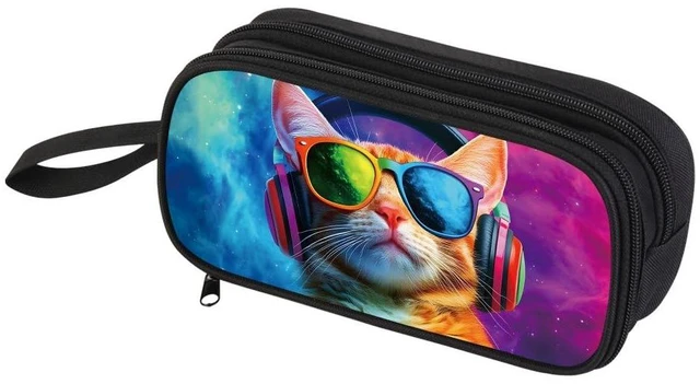 Main image of Pencil Case for Boys,Multi-Slot Large Capacity Pencil Pouch with Soft Zipper, Durable Pen Box Cat