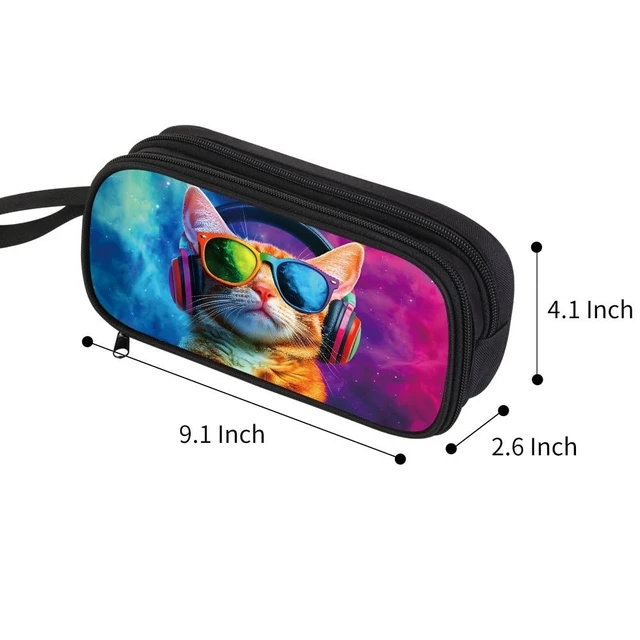 Alt view image 2 of 6 - Pencil Case for Boys,Multi-Slot Large Capacity Pencil Pouch with Soft Zipper, Durable Pen Box Cat