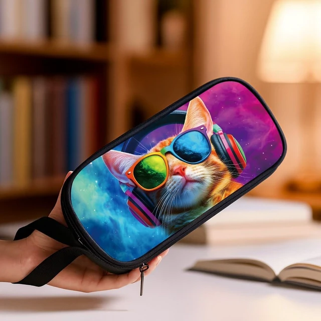 Alt view image 6 of 6 - Pencil Case for Boys,Multi-Slot Large Capacity Pencil Pouch with Soft Zipper, Durable Pen Box Cat