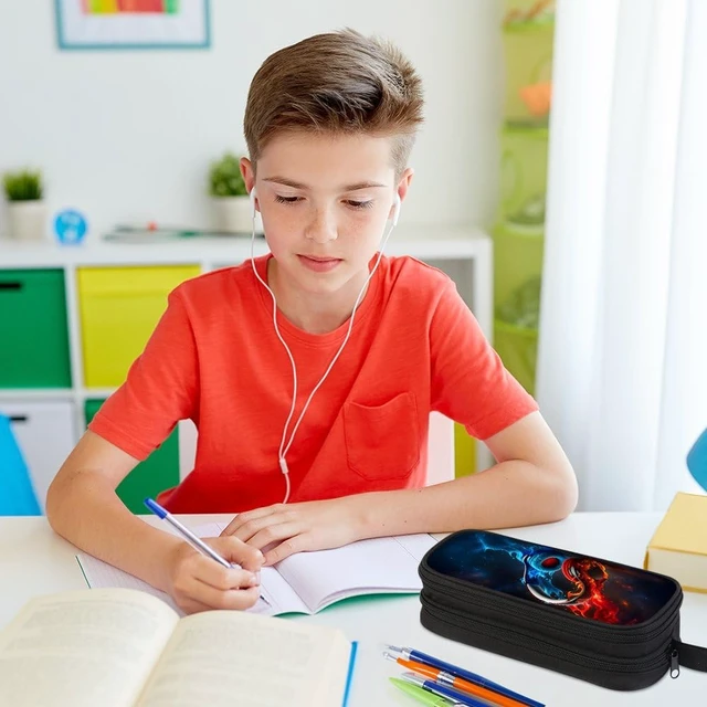 Alt view image 4 of 6 - Pencil Case for Boys,Multi-Slot Large Capacity Pencil Pouch with Soft Zipper, Durable Pen Box Headphones