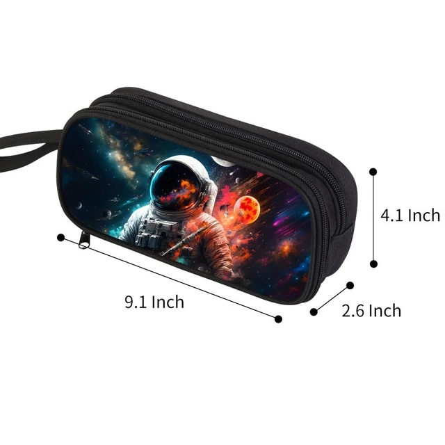 Alt view image 2 of 6 - Pencil Case for Boys,Multi-Slot Large Capacity Pencil Pouch with Soft Zipper, Durable Pen Box Astronaut