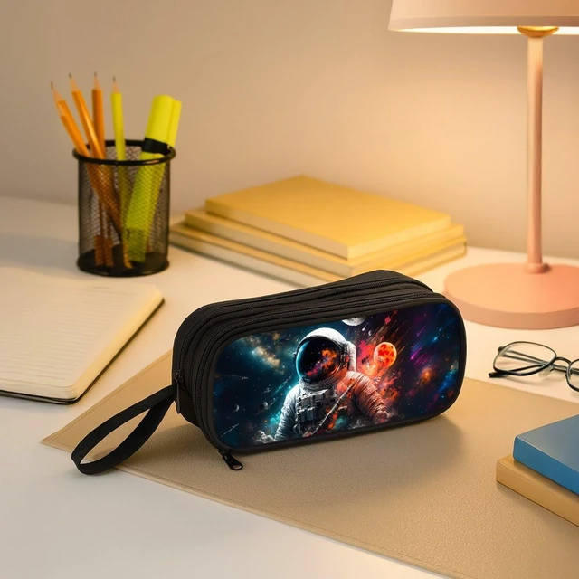 Alt view image 5 of 6 - Pencil Case for Boys,Multi-Slot Large Capacity Pencil Pouch with Soft Zipper, Durable Pen Box Astronaut