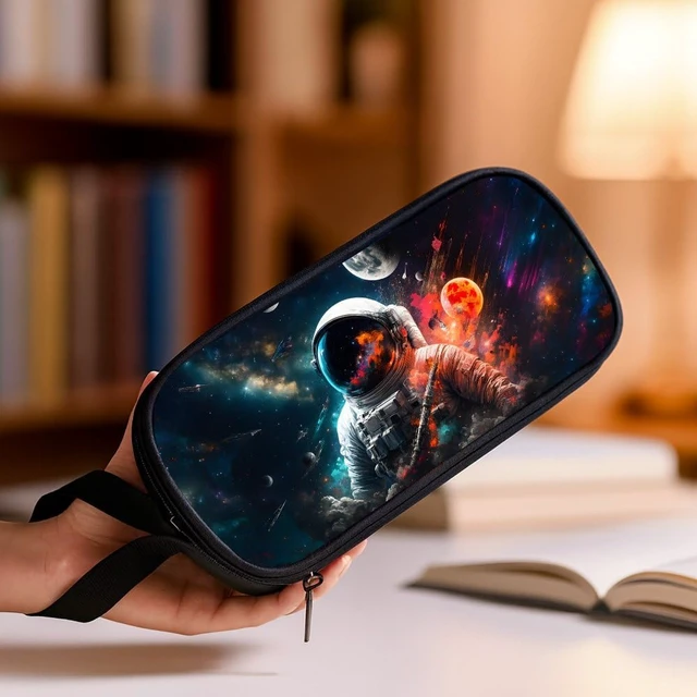 Alt view image 6 of 6 - Pencil Case for Boys,Multi-Slot Large Capacity Pencil Pouch with Soft Zipper, Durable Pen Box Astronaut