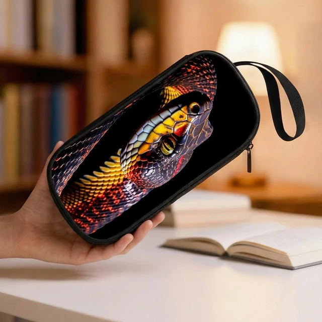 Alt view image 2 of 7 - Pencil Case for Boys,Multi-Slot Large Capacity Pencil Pouch with Soft Zipper, Durable Pen Box Snake