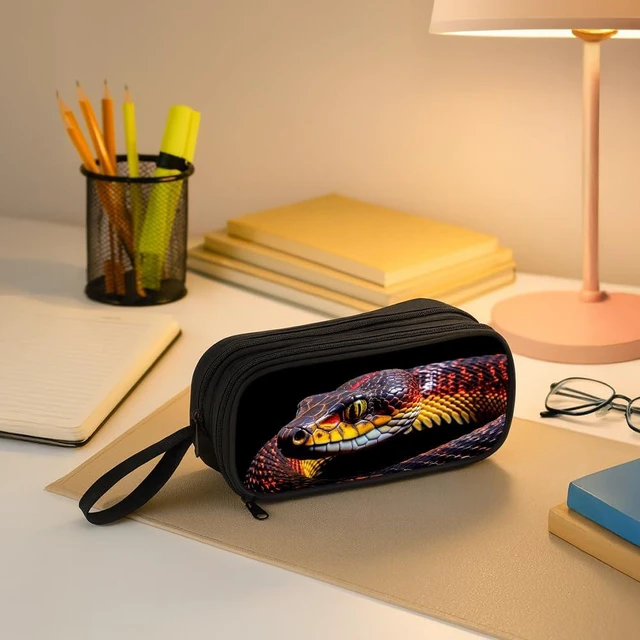 Alt view image 3 of 7 - Pencil Case for Boys,Multi-Slot Large Capacity Pencil Pouch with Soft Zipper, Durable Pen Box Snake