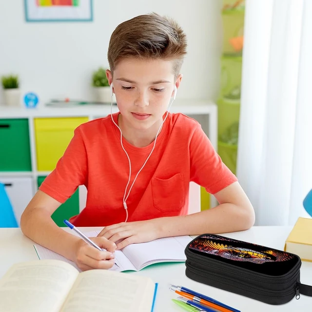 Alt view image 4 of 7 - Pencil Case for Boys,Multi-Slot Large Capacity Pencil Pouch with Soft Zipper, Durable Pen Box Snake