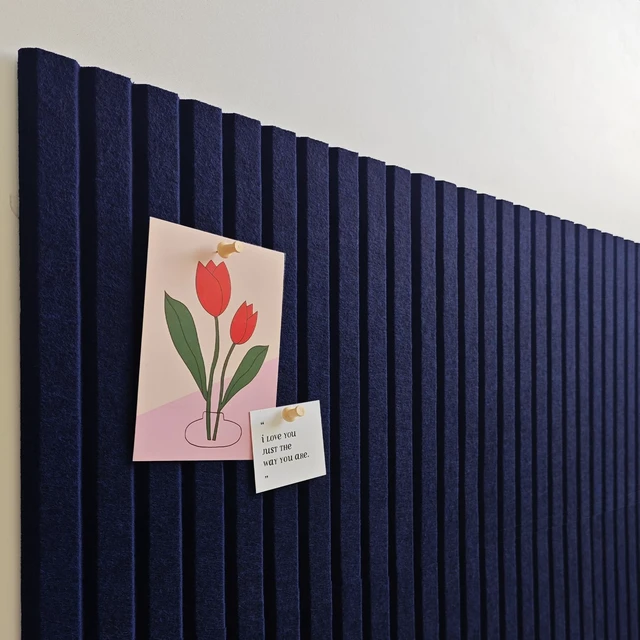 Alt view image 4 of 7 - 48" x 36" Large Felt Bulletin Board 1/2" Thick, Dark Blue 12 Pack Felt Tiles, Cork Board Alternative, 60 Adhesive Tabs, Pin Board for Home Office Decor with Easy Install