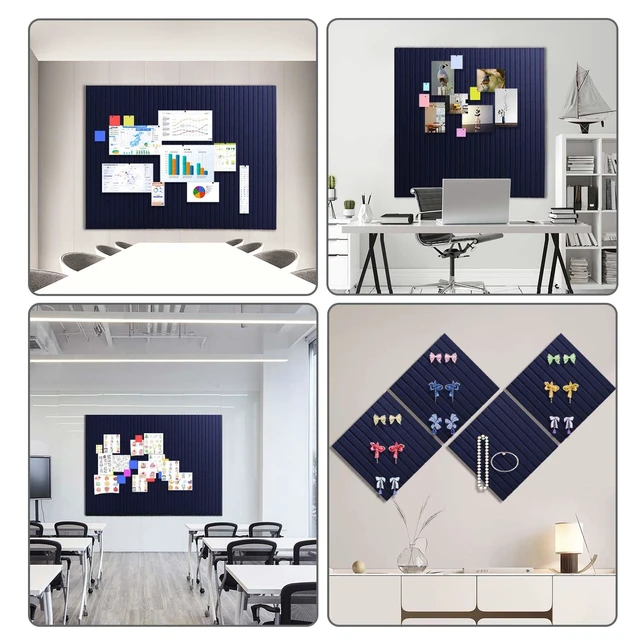 Alt view image 6 of 7 - 48" x 36" Large Felt Bulletin Board 1/2" Thick, Dark Blue 12 Pack Felt Tiles, Cork Board Alternative, 60 Adhesive Tabs, Pin Board for Home Office Decor with Easy Install