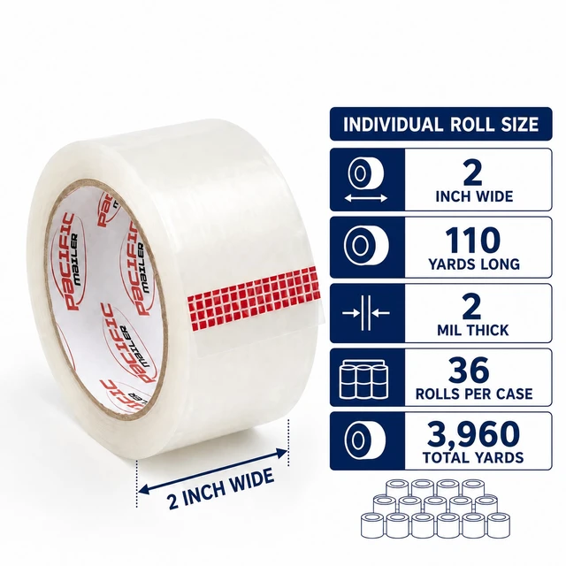 Alt view image 2 of 7 - Clear Packing Tape, 2" x 110 Yards, 2.0 Mil Thick, 36 Packs Shipping Tapes for Moving, Box Sealing, Storage and Warehouse Use, Strong Adhesive, 36 Roll Refill Pack