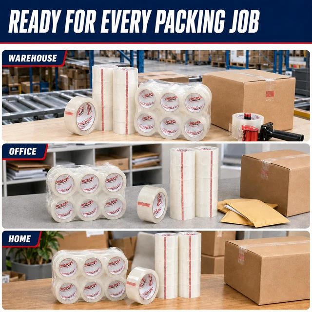 Alt view image 6 of 7 - Clear Packing Tape, 2" x 110 Yards, 2.0 Mil Thick, 36 Packs Shipping Tapes for Moving, Box Sealing, Storage and Warehouse Use, Strong Adhesive, 36 Roll Refill Pack