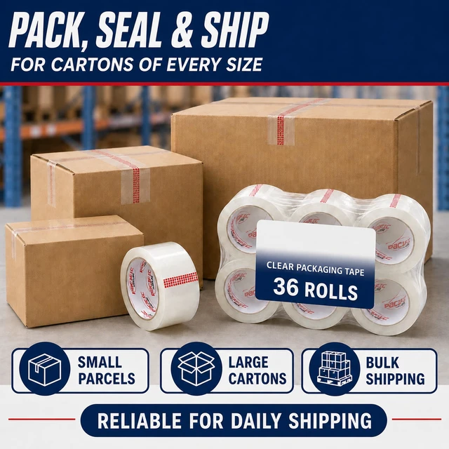 Alt view image 7 of 7 - Clear Packing Tape, 2" x 110 Yards, 2.0 Mil Thick, 36 Packs Shipping Tapes for Moving, Box Sealing, Storage and Warehouse Use, Strong Adhesive, 36 Roll Refill Pack