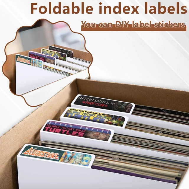 Alt view image 4 of 6 - Comic Book Dividers, 100-Pack with Writable Tabs for Comic Storage Boxes Cardboard Comic Dividers With Writable Tabs for Labeling, Sorting and Separating Comics In Storage Boxes and Collections