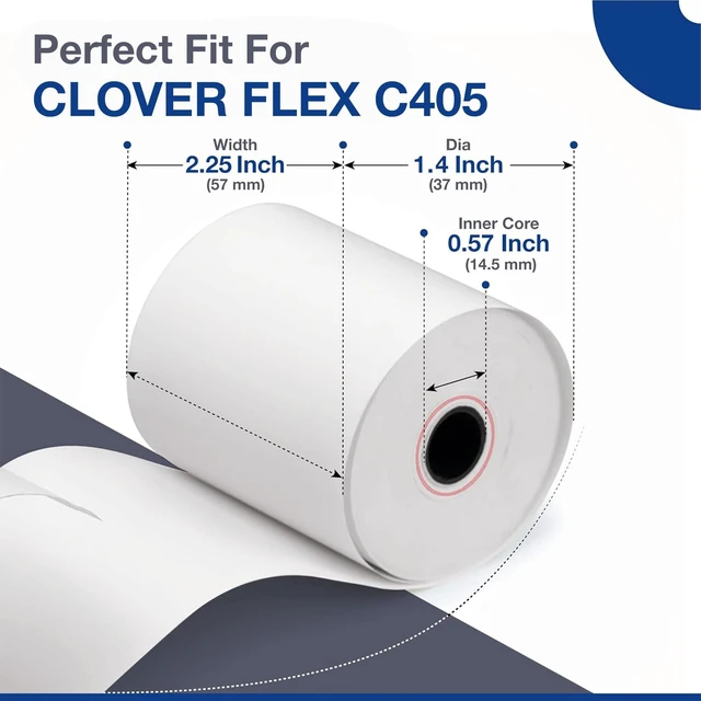 Alt view image 3 of 6 - Thermal Paper Rolls Compatible for Clover Flex C401, C403, C405-100 Rolls 2.25 inch x 50ft - BPA Free