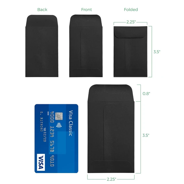 Alt view image 7 of 7 - 500 Pack Coin and Small Parts Envelopes #1 Tip Envelope 2-1/4 X3-1/2 Black Small Parts Envelopes, Mini Tip Envelopes with Gummed Flap Closure, Ideal for Home, Garden, Office Storage