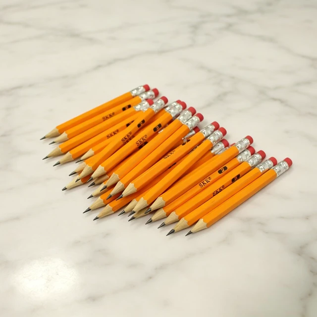 Alt view image 2 of 3 - Half Pencils with Eraser Tops, 576 PCS Golf Pencils, #2 HB, Hexagon, Pre-sharpened, Office School Classroom, 144/Box, Pack of 4